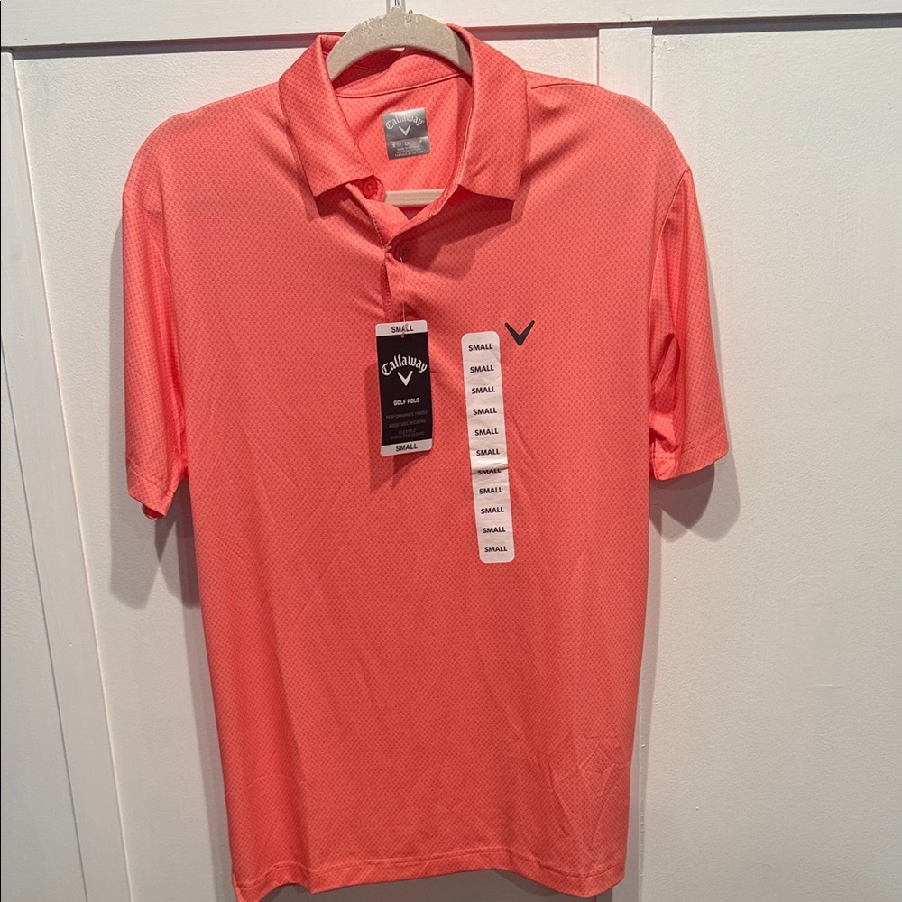 Callaway Coral Performance  Golf Polo in Bright Coral